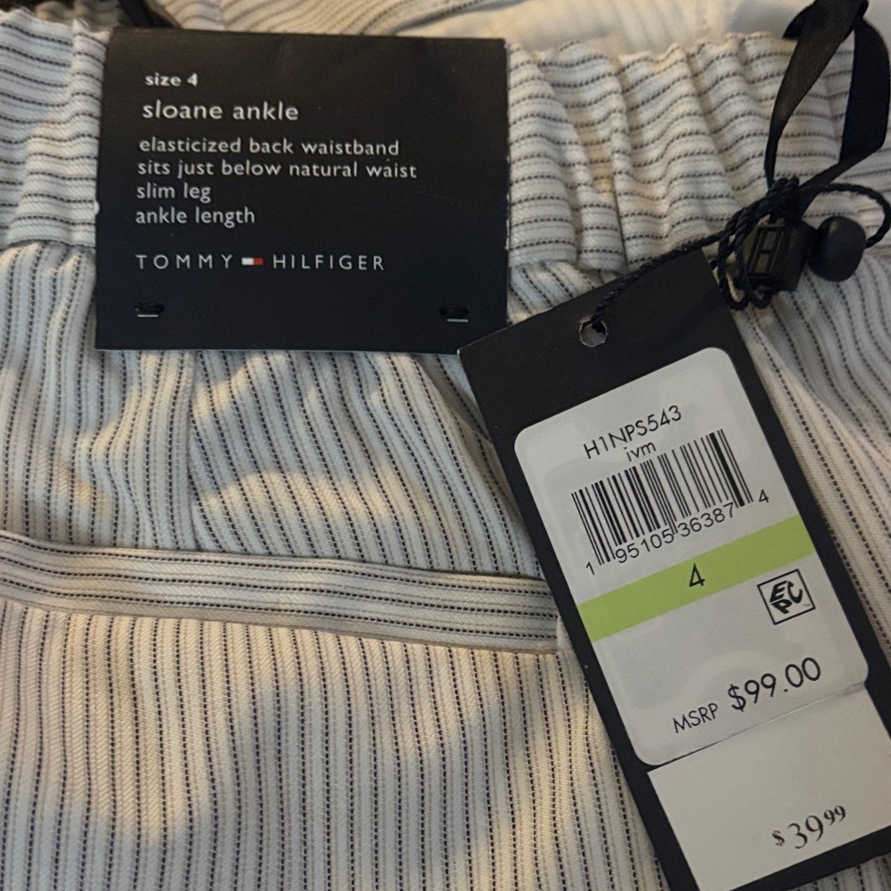 Tommy Hilfiger Black and White Striped Ankle Pants